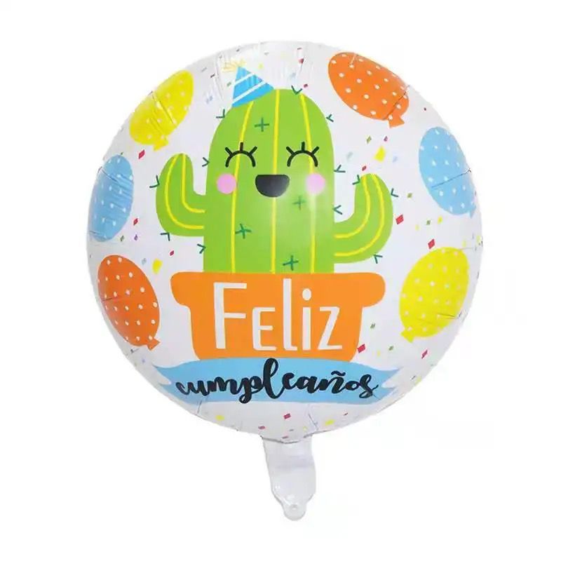 Metalico 18¨ azul Feliz Cumpleaños de Cactus Mexicano