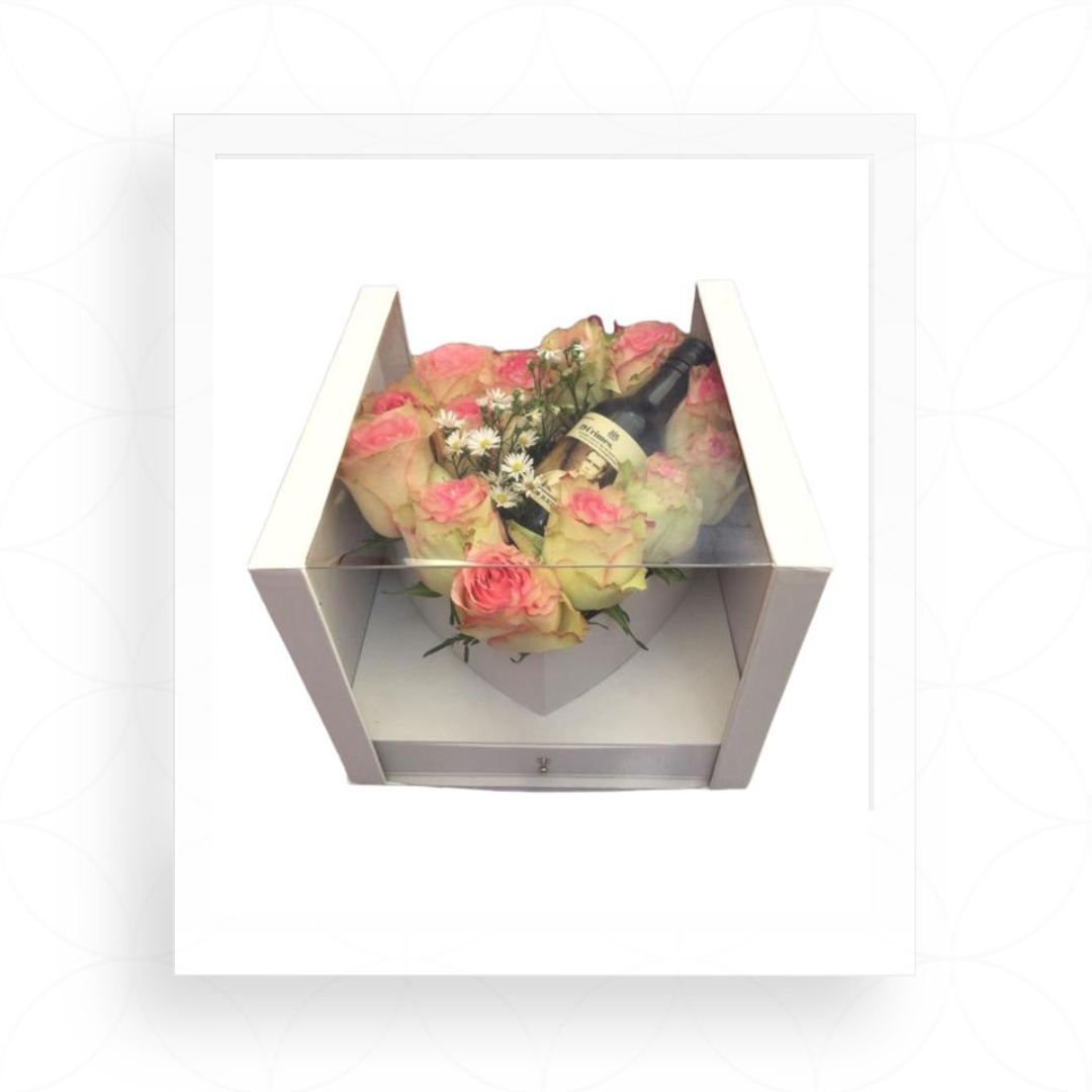 Arreglo 12 flores + mini vino 19 crime