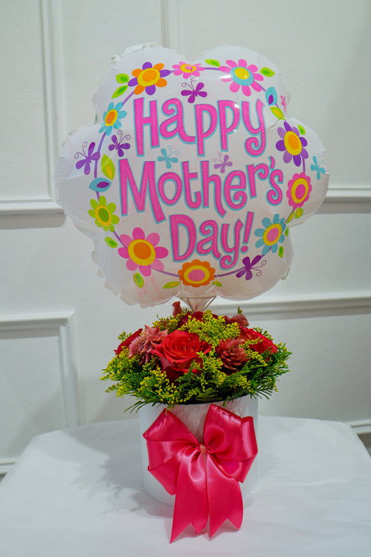 Arreglo Floral Happy Mother’s Day con Globo Floral 🌸💖