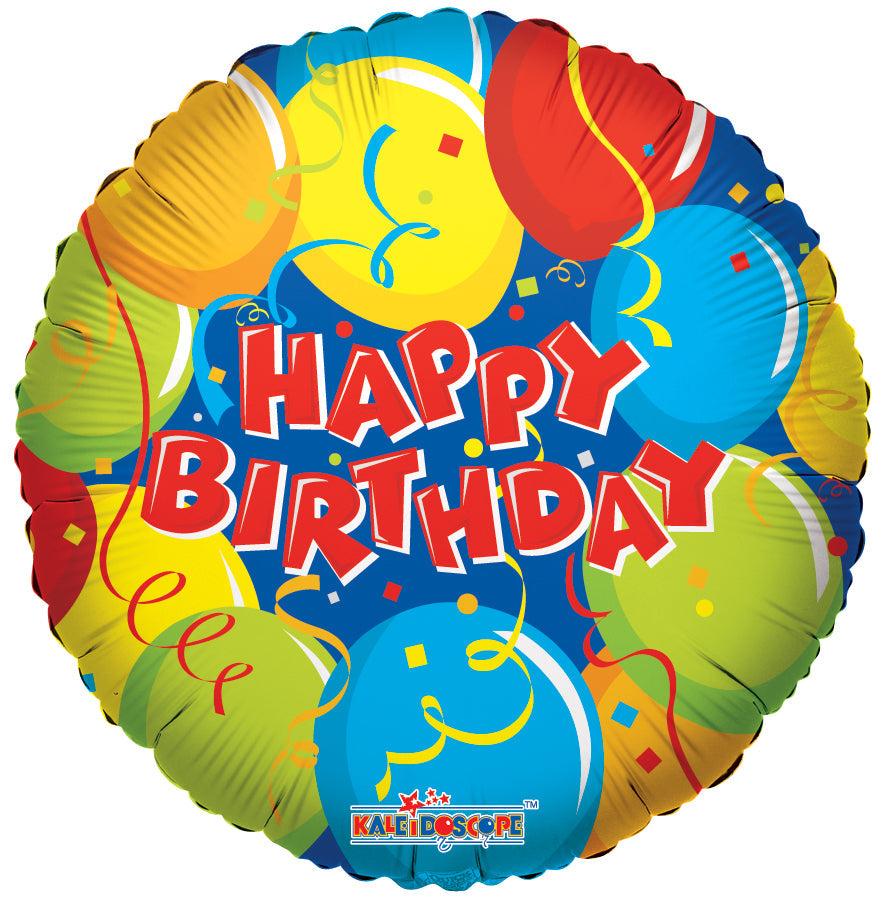 METALICO 18¨ HAPPY BIRTHDAY CON GLOBOS AMARILLO, VERDE, NARANJA Y AZUL