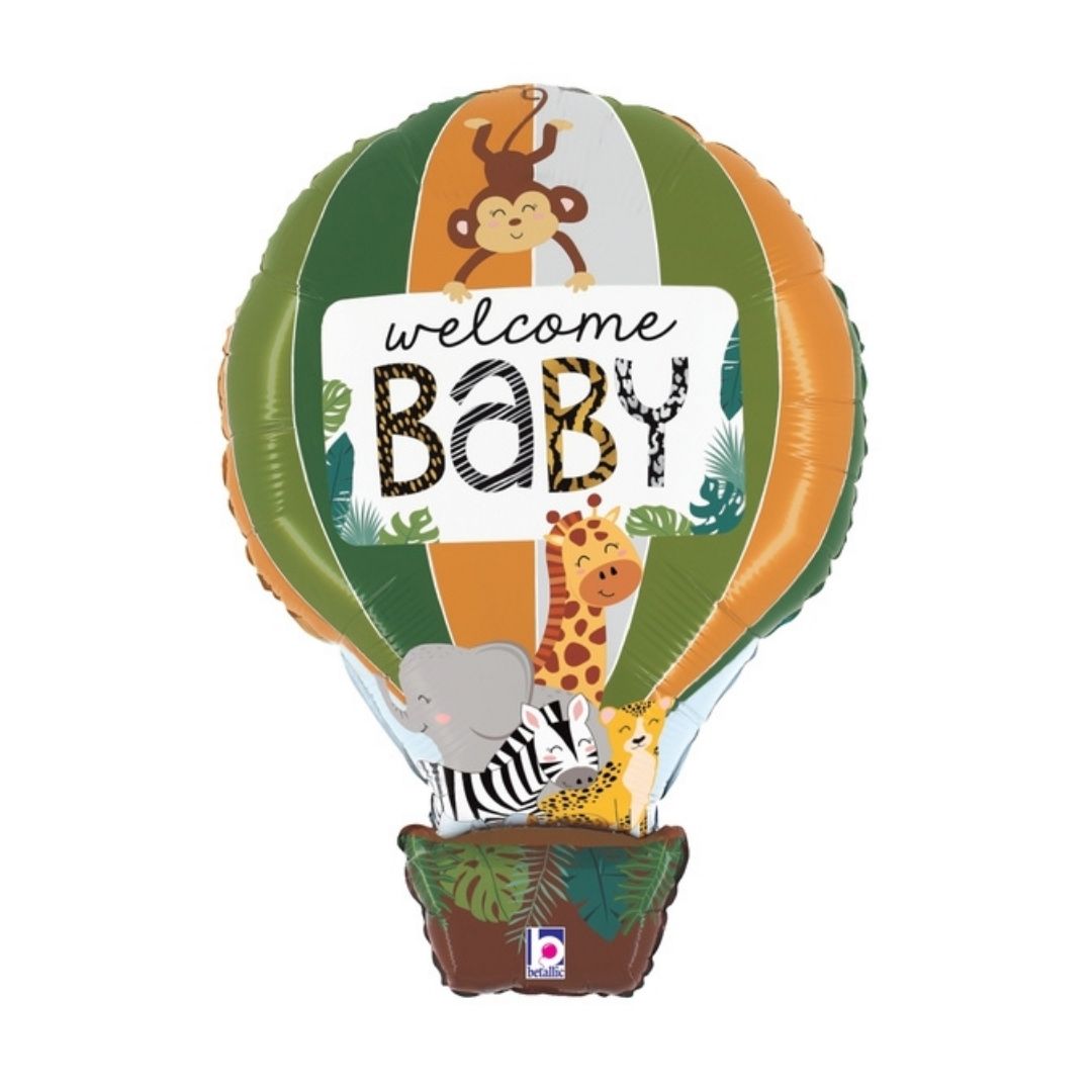 30" Foil Shape Jungle Animals Welcome Baby