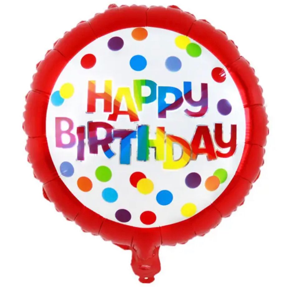 METALICO 18¨ ROJO HAPPY BIRTHDAY CON PUNTOS DE COLORES
