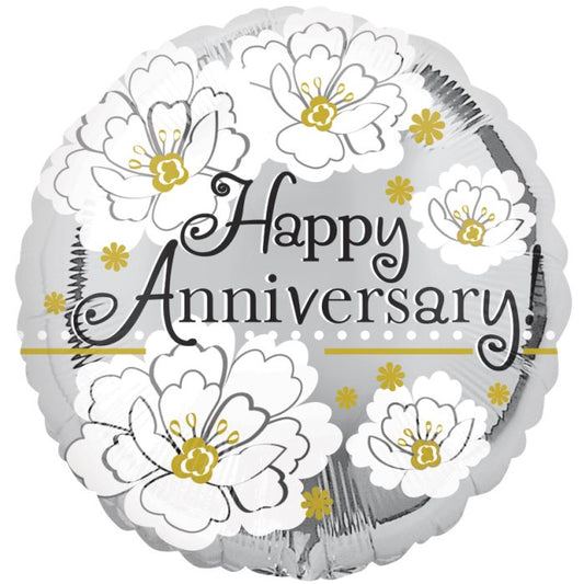 18" Happy Anniversary Silver
