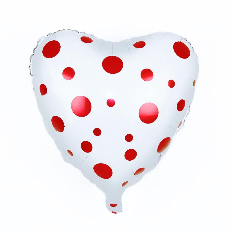 Metálico 18" Corazón Blanco puntos Rojos