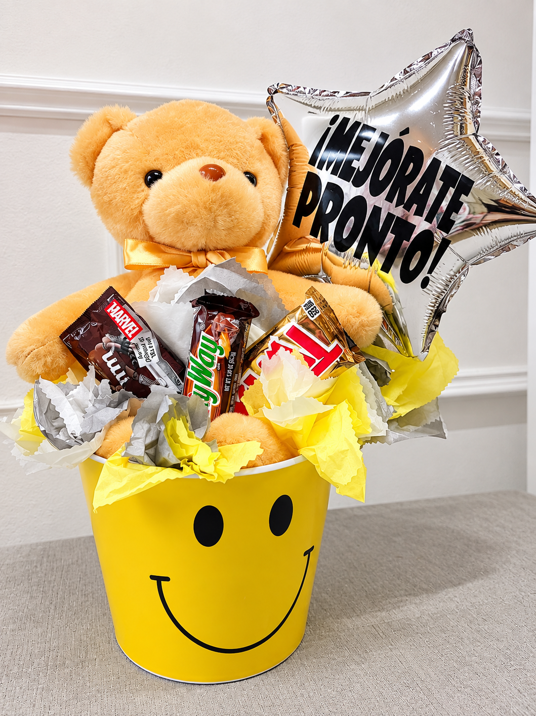 Arreglo mejórate pronto peluche y chocolates
