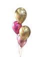 Bouquet 4 globos chrome rosado y dorado