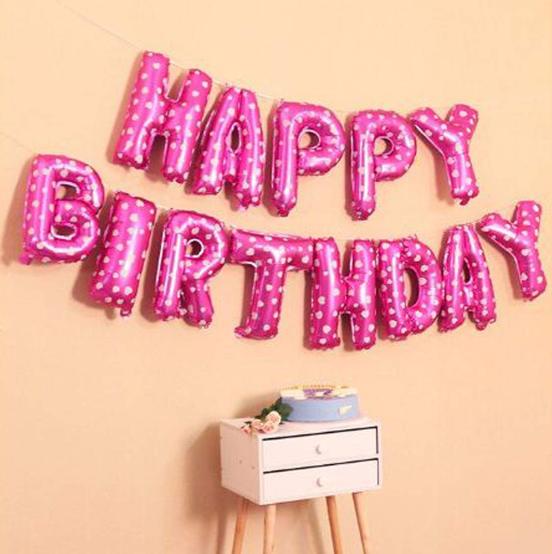 Letrero Happy Birthday rosado