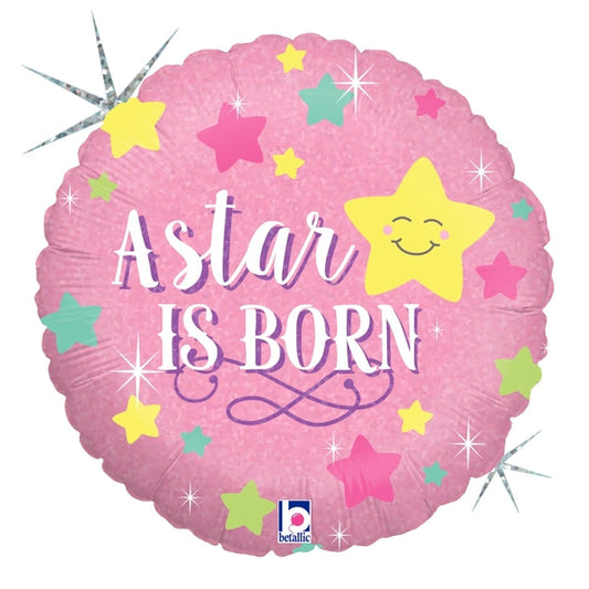 HOLOGRAPHIC PACKAGED A STAR IS BORN - GIRL BALLOON 18"
