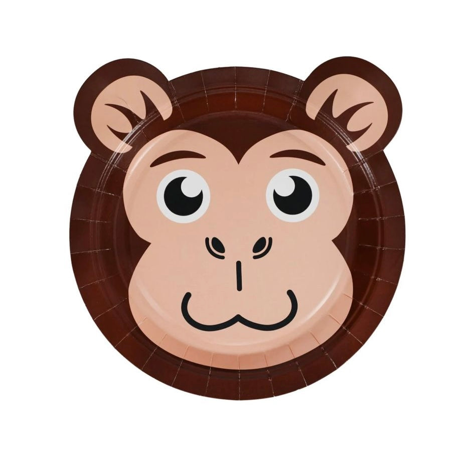 14 Platos cartón  de animales de la selva jungla
