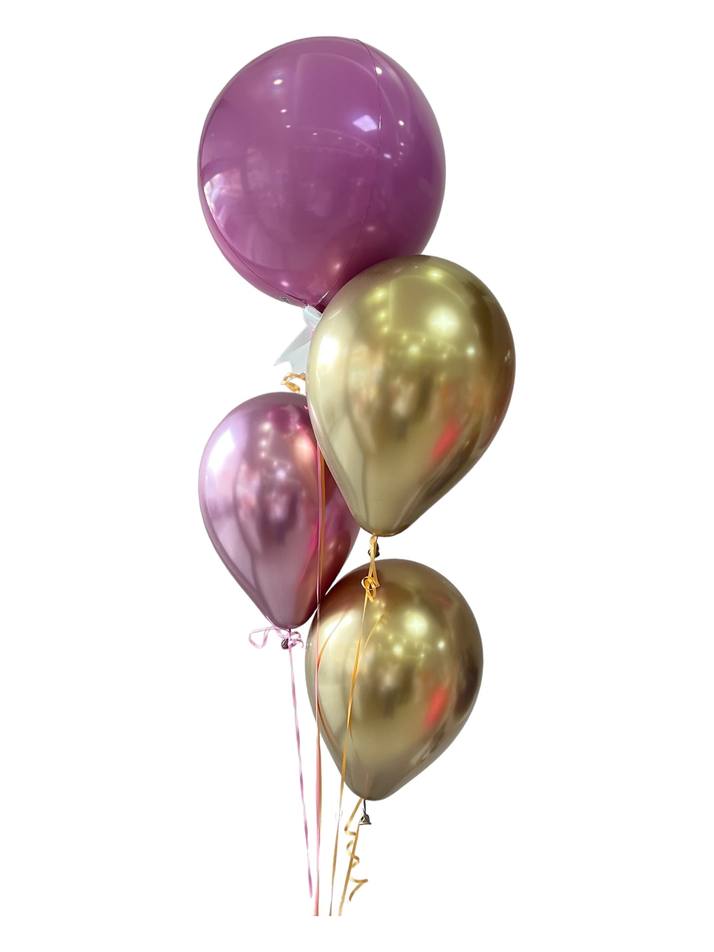 Arreglo de globos rosado con dorado