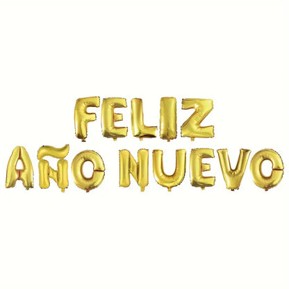 Letrero inflable Feliz Año Nuevo dorado