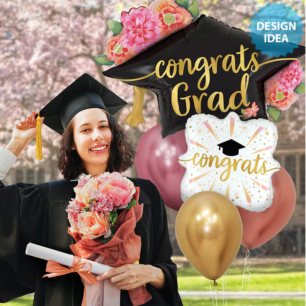 41" Floral Grad Cap flores