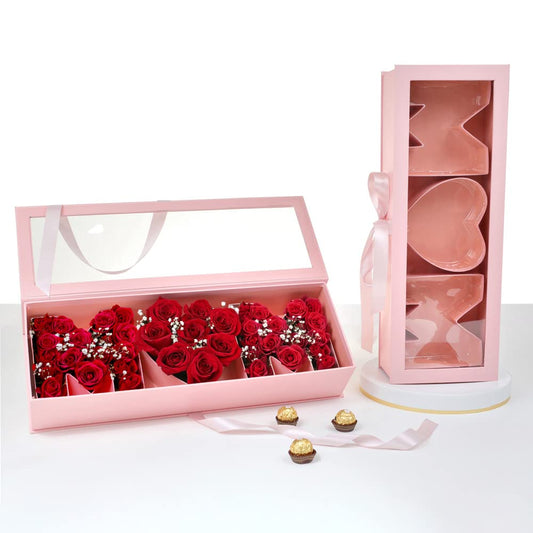 Caja rosada MOM con rosas