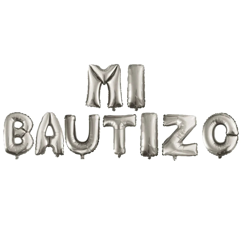Letrero inflable 16" Mi bautizo plateado