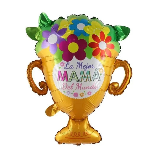 Metálico 28" Flores el Mundo la mejor Mama
