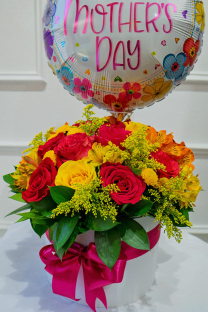 Arreglo Floral Día de las Madres con Globo Decorativo 🌸🎈