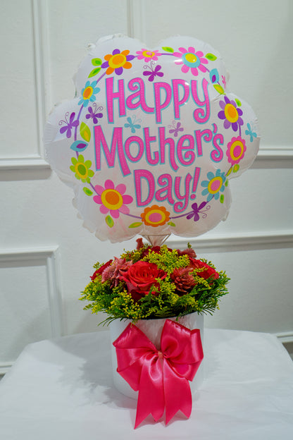 Arreglo Floral Happy Mother’s Day con Globo Floral 🌸💖