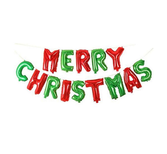 Letrero 16" Merry Christmas verde y rojo