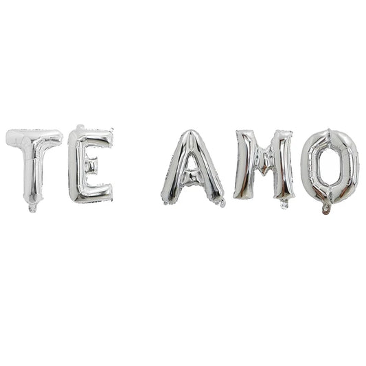 Letrero Inflable Te Amo Plateado