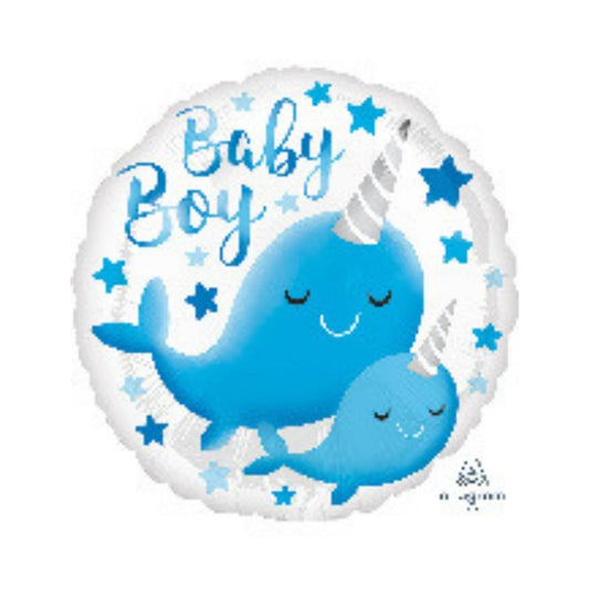 18" Narwhal Whale Baby Boy